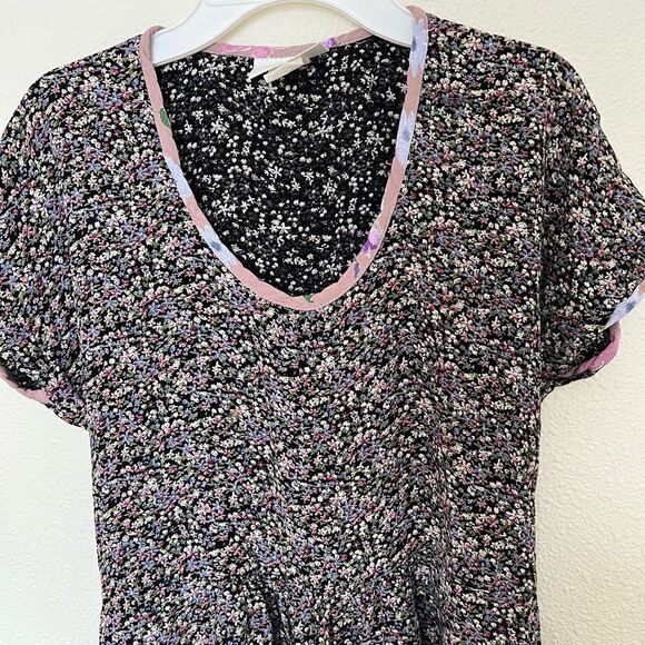 Vintage California Black mini floral Dress size Small - Picture 4 of 6